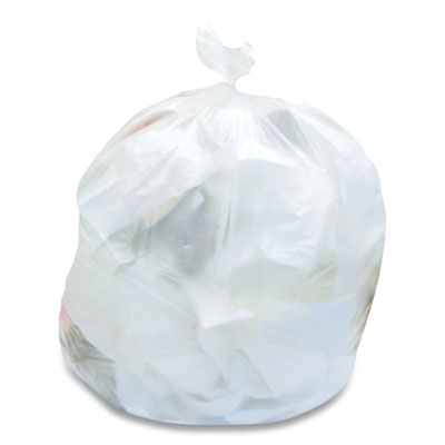 High-Density Can Liners, 60 gal, 14 mic, 38" x 60", Natural, 25 Bags/Roll, 8 Rolls/Carton