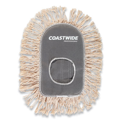 Cut-End Dust Mop Head, Wedge Shaped, Cotton, White