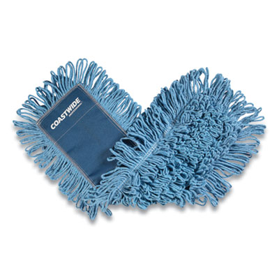 Looped-End Dust Mop Head, Cotton, 24 x 5, Blue