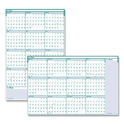 Express Track Recycled Reversible/Erasable Yearly Wall Calendar, 24 x 37, White/Teal Sheets, 12-Month (Jan to Dec): 2024