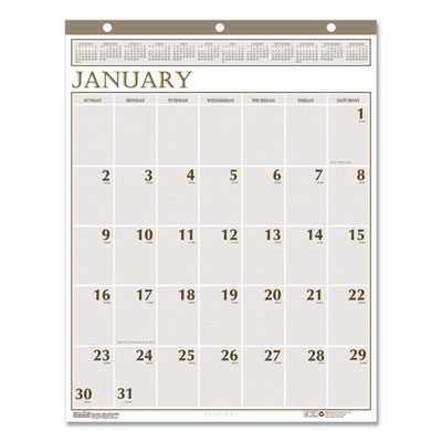 Large Print Recycled Monthly Wall Calendar, 20 x 26, Beige Sheets, 12-Month (Jan to Dec): 2024
