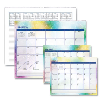 Recycled Cosmos Wall Calendar, Cosmos Artwork, 14.88 x 12, White/Blue/Multicolor Sheets, 12-Month (Jan to Dec): 2024