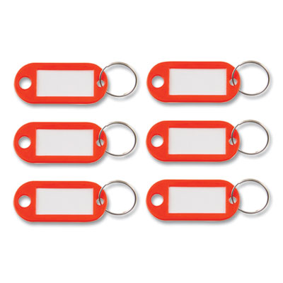Key Tags Label Window, 0.88 x 0.19 x 2, Red, 6/Pack