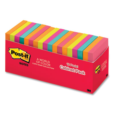 Original Pop-up Refill Cabinet Pack, 3" x 3", Poptimistic Collection Colors, 100 Sheets/Pad, 18 Pads/Pack