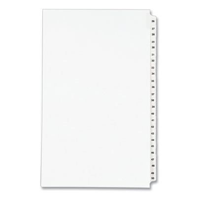 Preprinted Legal Exhibit Side Tab Index Dividers, Avery Style, 25-Tab, 26 to 50, 14 x 8.5, White, 1 Set, (1431)