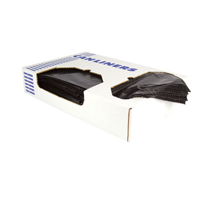 Linear Low-Density Can Liners?Flat Fold, Dual-Dispensing, 45 gal, 1.5 mil, 40 x 46, Black, 100/Carton