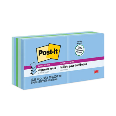 Recycled Pop-up Notes in Oasis Collection Colors, 3 x 3, 90 Sheets/Pad, 10 Pads/Pack