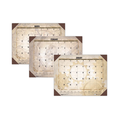 Recycled Vintage Desk Pad Calendar, Vintage Artwork, 22 x 17, Sepia Sheets, Brown Corners, 12-Month (Jan-Dec): 2024