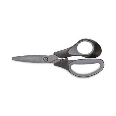 Non-Stick Titanium-Coated Scissors, 7" Long, 2.88" Cut Length, Gun-Metal Gray Blades, Black/Gray Straight Handle