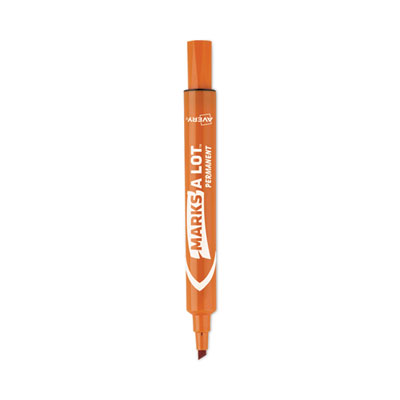 MARKS A LOT Large Desk-Style Permanent Marker, Broad Chisel Tip, Orange, Dozen (8883)