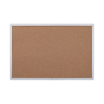 Cork Bulletin Board, 36 x 24, Tan Surface, Aluminum Frame