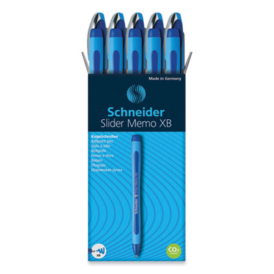 Slider Memo XB Ballpoint Pen, Stick, Extra-Bold 1.4 mm, Blue Ink, Blue/Light Blue Barrel, 10/Box