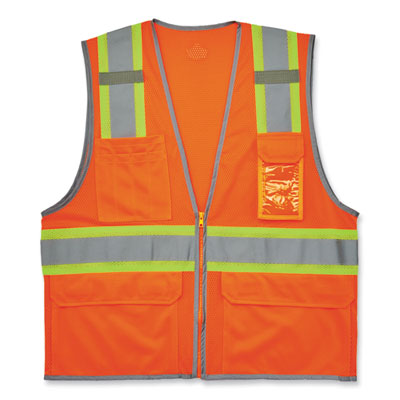 GloWear 8246Z-S Single Size Class 2 Two-Tone Mesh Vest, Polyester, Small, Orange, Ships in 1-3 Business Days