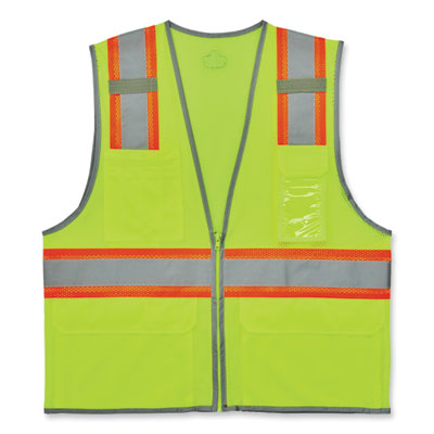 GloWear 8246Z-S Single Size Class 2 Two-Tone Mesh Vest, Polyester, 4X-Large, Lime, Ships in 1-3 Business Days