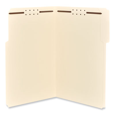 Reinforced Top Tab Fastener Folders, 0.75" Expansion, 2 Fasteners, Legal Size, Manila Exterior, 50/Box