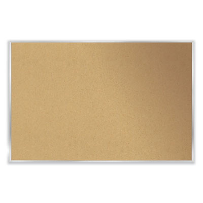 Aluminum-Frame Natural Corkboard, 96.5 x 48.5, Tan Surface, Satin Aluminum Frame, Ships in 7-10 Business Days