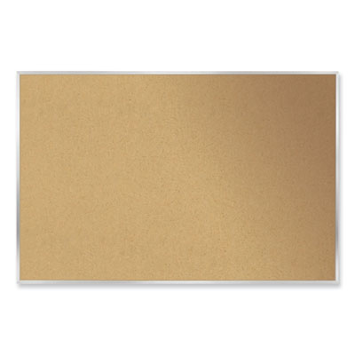 Aluminum-Frame Natural Corkboard, 46.5 x 36, Tan Surface, Satin Aluminum Frame, Ships in 7-10 Business Days
