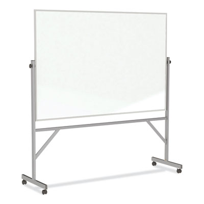 Reversible Magnetic Porcelain Whiteboard with Satin Aluminum Frame, 77.25 x 78.13, White Surface, Ships in 7-10 Business Days