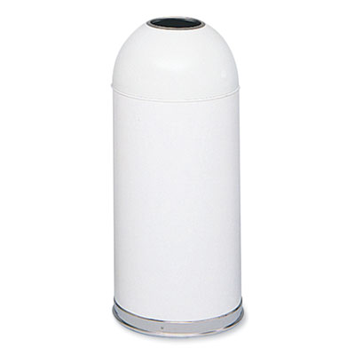 Open Top Dome Receptacle, 15 gal, Steel, White, Ships in 1-3 Business Days