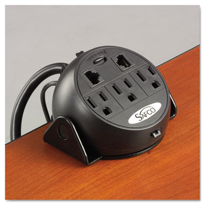 Power Module, 3 Outlets, 2 RJ-45 Ports, 8 ft Cord, Black