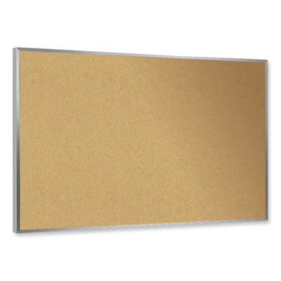 Aluminum-Frame Natural Corkboard, 24 x 18, Tan Surface, Satin Aluminum Frame, Ships in 7-10 Business Days