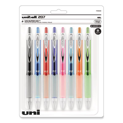 Signo 207 Gel Pen, Retractable, Medium 0.7 mm, Assorted Ink and Barrel Colors, 8/Pack