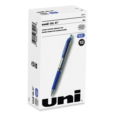 Signo Gel Pen, Retractable, Medium 0.7 mm, Blue Ink, Silver/Blue Barrel, Dozen