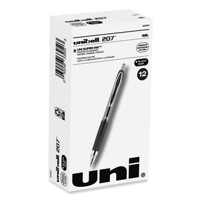 Signo 207 Gel Pen, Retractable, Medium 0.7 mm, Black Ink, Smoke/Black Barrel, Dozen