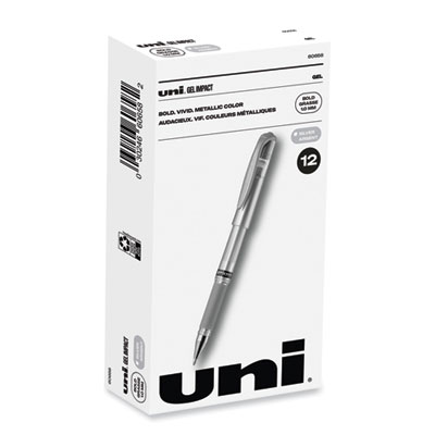IMPACT Gel Pen, Stick, Medium 1 mm, Silver Metallic Ink, Silver Barrel