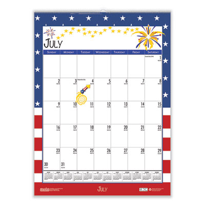 Recycled Seasonal Wall Calendar, Illustrated Seasons Artwork, 12 x 16.5, 12-Month (July to June): 2023 to 2024