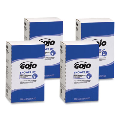 SHOWER UP Soap and Shampoo, Pleasant Scent, 2,000 mL Refill, 4/Carton