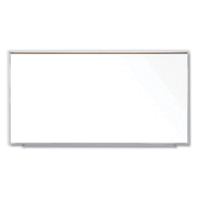 Magnetic Porcelain Whiteboard with Satin Aluminum Frame and Map Rail, 120.59 x 60.47, White Surface, Ships in 7-10 Bus Days