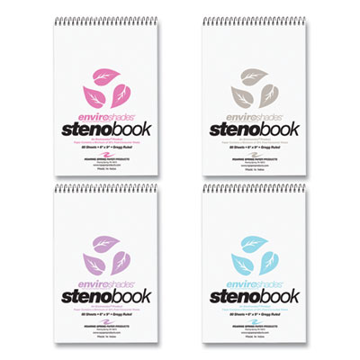 EnviroShades Steno Pad, Gregg Rule, White Cover, 80 Assorted Color 6 x 9 Sheets, 24 Pads/Carton, Ships in 4-6 Business Days