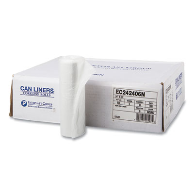High-Density Commercial Can Liners, 10 gal, 6 mic, 24" x 24", Natural, 1,000/Carton