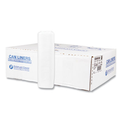 High-Density Interleaved Commercial Can Liners, 33 gal, 13 mic, 33" x 40", Clear, 25 Bags/Roll, 20 Rolls/Carton