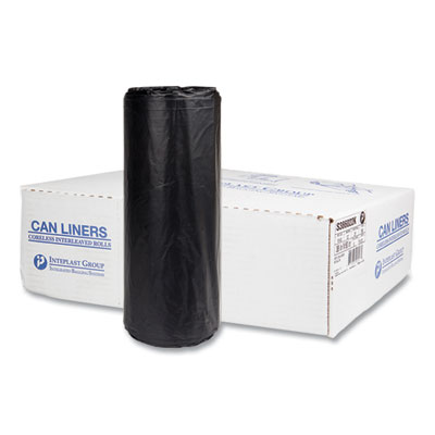 High-Density Commercial Can Liners, 60 gal, 22 mic, 38" x 60", Black, 150/Carton