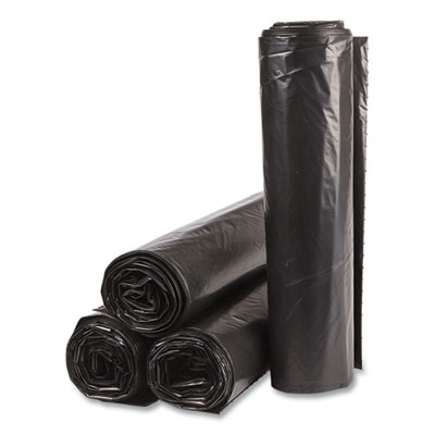 High-Density Commercial Can Liners Value Pack, 45 gal, 19 mic, 40" x 46", Black, 25 Bags/Roll, 6 Rolls/Carton