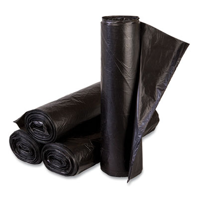 High-Density Commercial Can Liners, 10 gal, 6 mic, 24" x 24", Black, 1,000/Carton